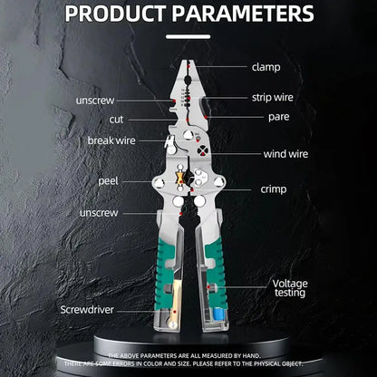 Multi-tool Pliers Electrician Dedicated Wire stripping Peeling Wiring Crimping Tools Tough Built Hand Tools With Electrical Test
