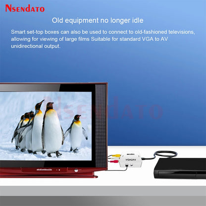 1080P Mini Video Convertor VGA to RCA AV Video Converter Conversor with 3.5mm Audio VGA2AV / CVBS + Audio to PC HDTV Converter