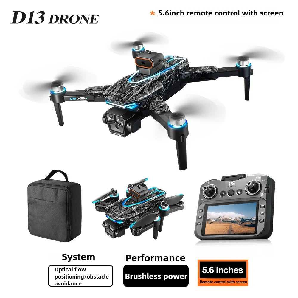 Aircraft Foreign Trade New D13 Drone with 5.6-inch Screen Control Brushless Quadcopter Obstacle Avoidance Remote-controlled