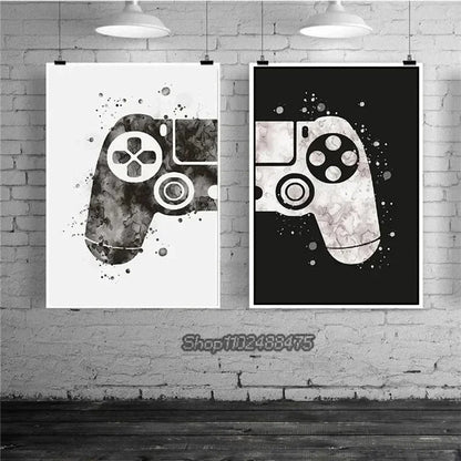 Game Gaming Room Gamepad Abstract Posters and Prints Wall Art Canvas Paintings Pictures Gamer Gift for Boys Children Room Decor