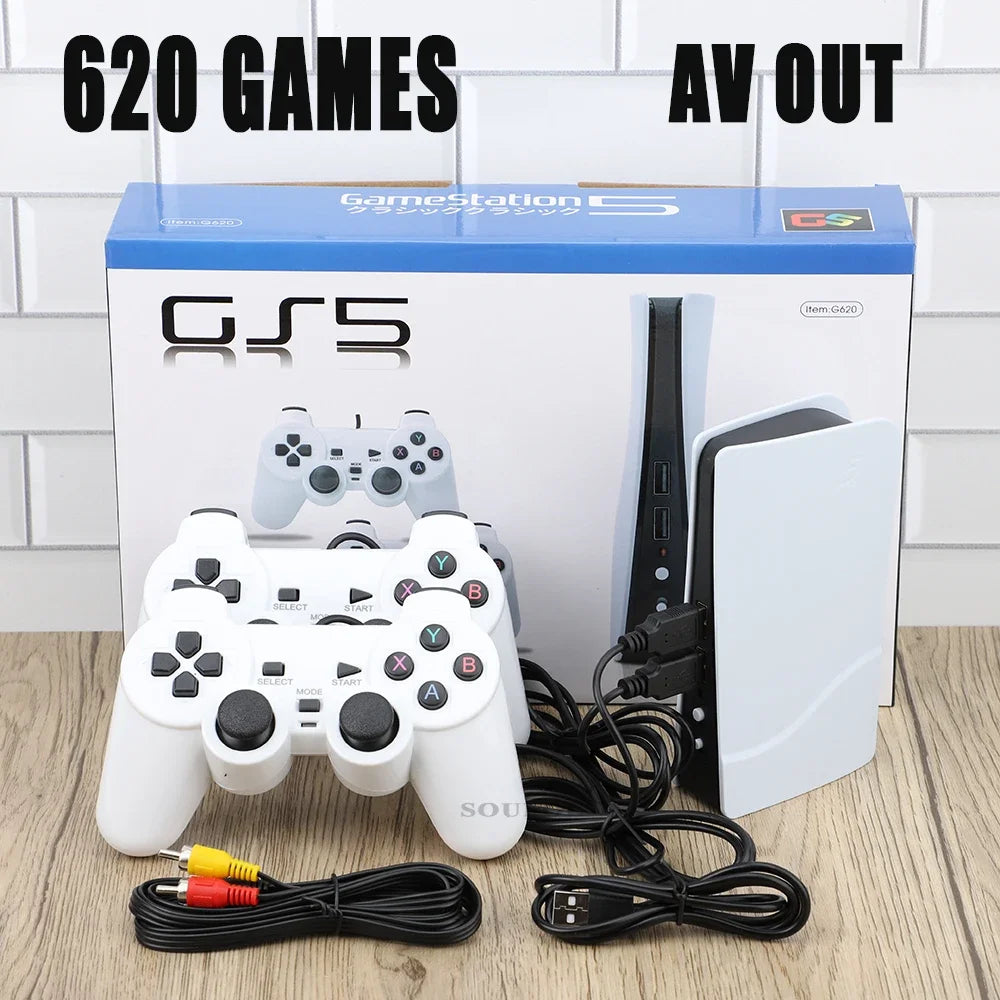 GS5 Pro G620 Video Game Console With 620 Classic Game 8 Bit TV Consola Retro Handheld Kids USB Two Wired Gaming Player AV Output