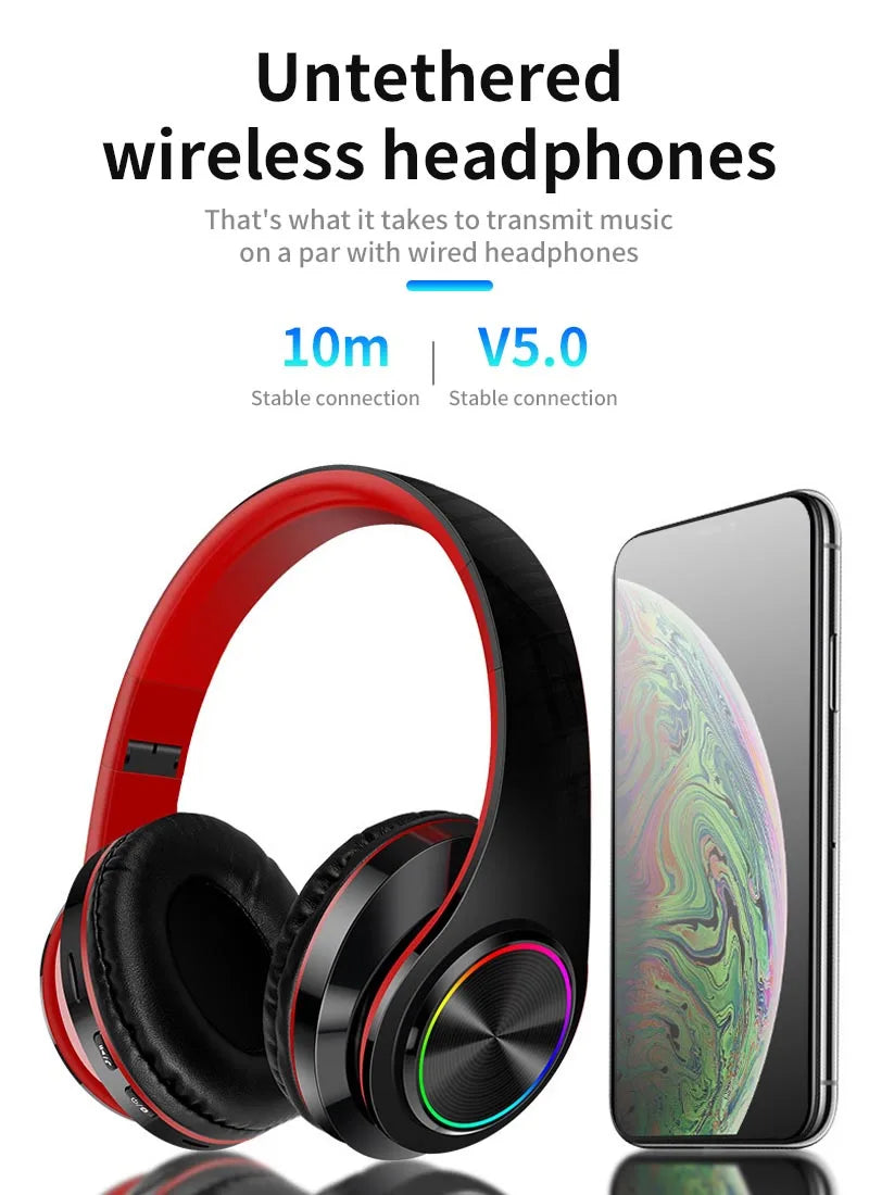 Headsets Gamer Headphones Bluetooth Surround Sound Stereo Wireless Earphone USB With Microphone Colorful Light PC Laptop Headset