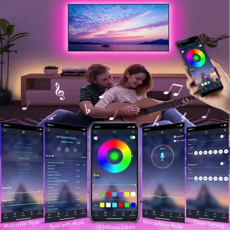Led Lights For Bedroom Bluetooth Wifi App Remote Control Rgb Led Light Strip 5050 Rgb Usb 5V Led Tape Tv Backlight Room Lighting