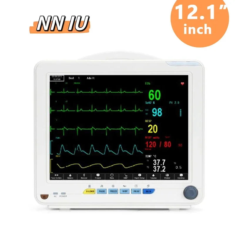 12 inch multiparameter Patient Monitor TFT 12" screen human/ animal veterinary 6 parameter optional for capnograph ETCO2 IBP
