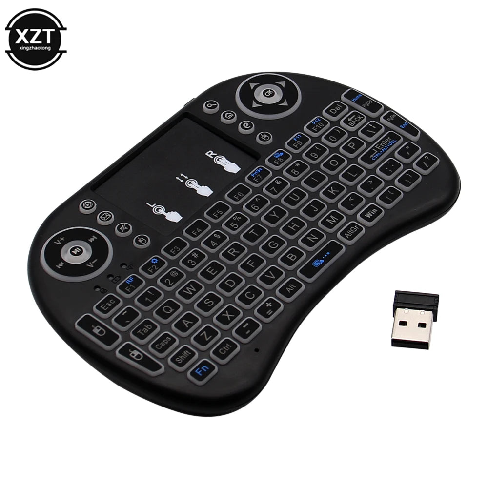 Backlit English Russian Arabic Spain Hebrew  2.4G Air Mouse Android TV Box PC i8 Mini Wireless Keyboard Remote Touchpad