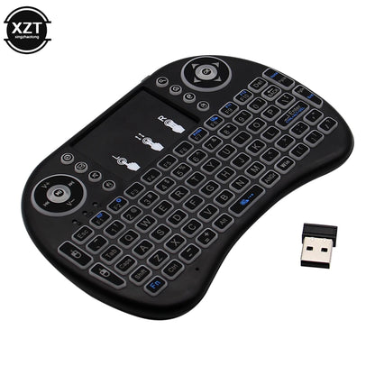 Backlit English Russian Arabic Spain Hebrew  2.4G Air Mouse Android TV Box PC i8 Mini Wireless Keyboard Remote Touchpad