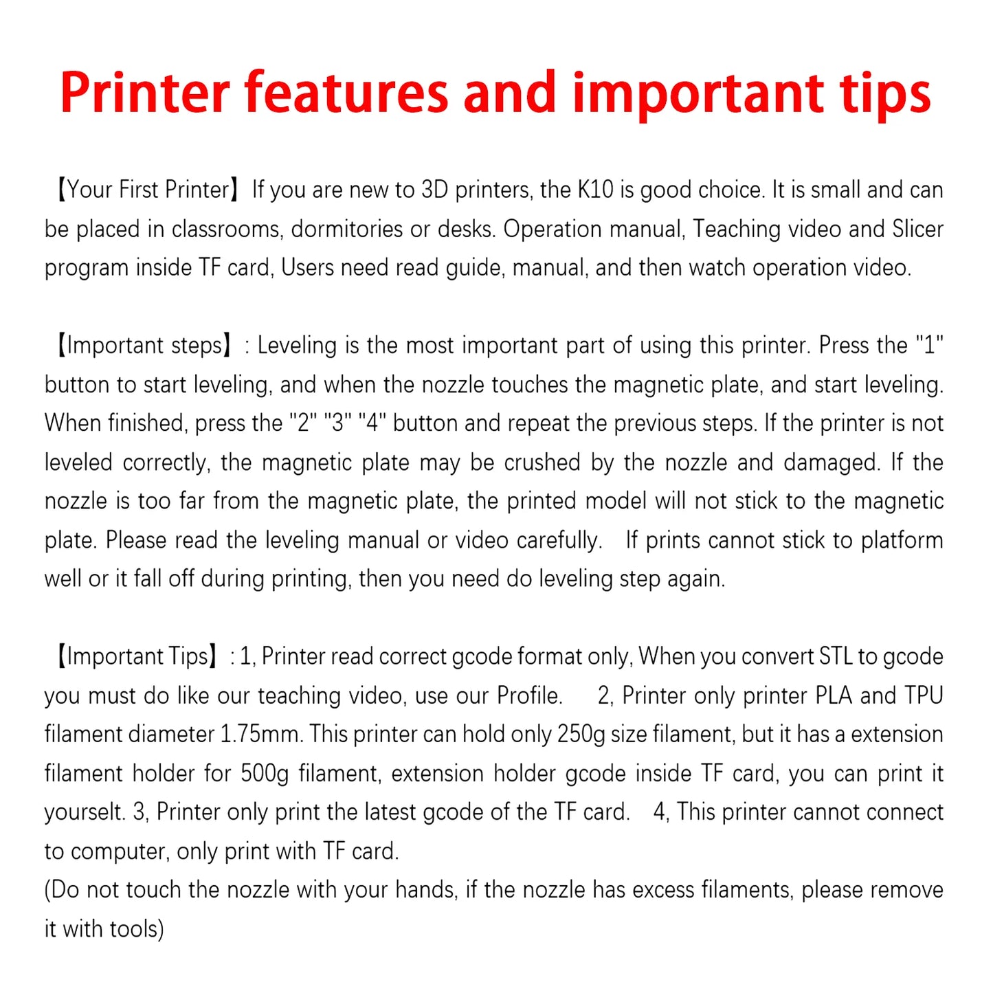 EasyThreed 3D Printer  Entry Level  Compatible with PLA TPU 1.75mm Filament  include Power Adaptor.