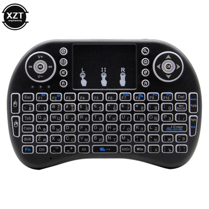 Backlit English Russian Arabic Spain Hebrew  2.4G Air Mouse Android TV Box PC i8 Mini Wireless Keyboard Remote Touchpad