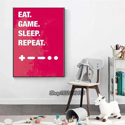 Game Gaming Room Gamepad Abstract Posters and Prints Wall Art Canvas Paintings Pictures Gamer Gift for Boys Children Room Decor
