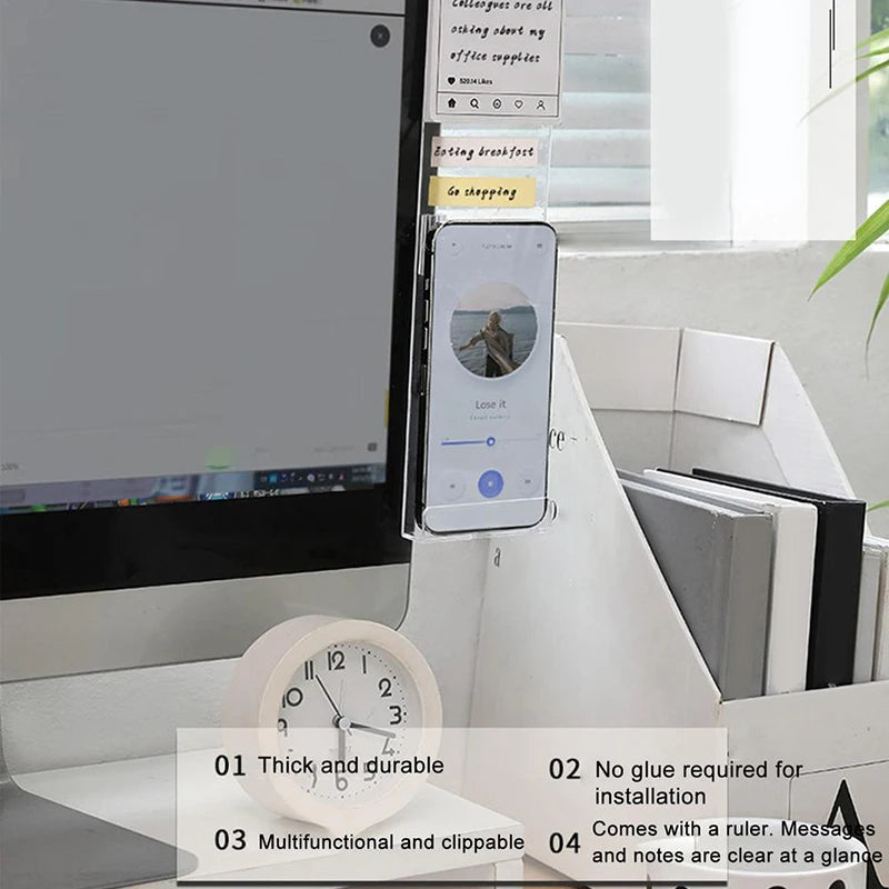 1/2PCS Monitor Memo Board Memo Display Side Panel Computer Side Panel Stable Transparent Computer Monitor Message Board