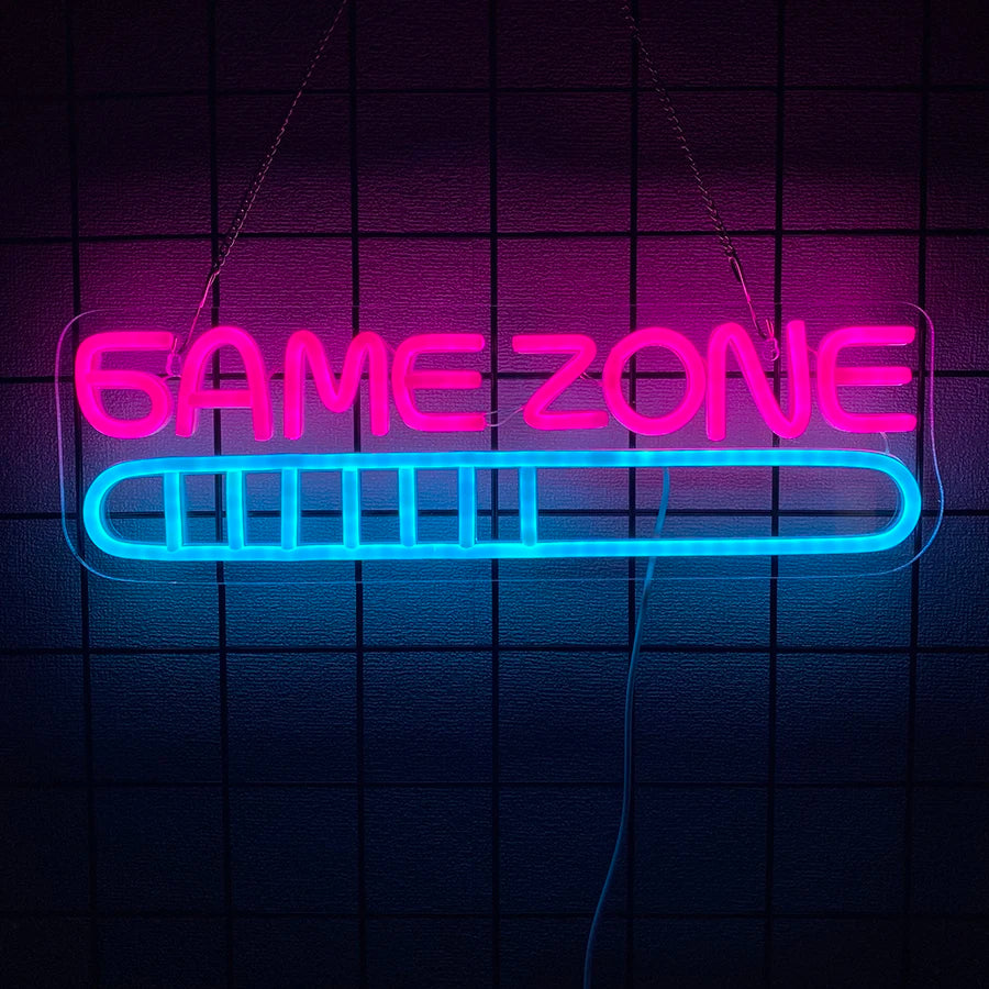 Gaming Neon Sign, Game On Neon Sign for Game Room Decor - LED Game Neon Sign for Teen Boy Room Decor, Gamer Wall Decor