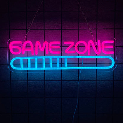 Gaming Neon Sign, Game On Neon Sign for Game Room Decor - LED Game Neon Sign for Teen Boy Room Decor, Gamer Wall Decor