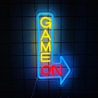 Gaming Neon Sign, Game On Neon Sign for Game Room Decor - LED Game Neon Sign for Teen Boy Room Decor, Gamer Wall Decor