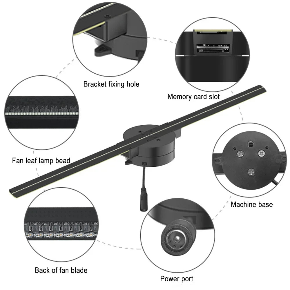 DARHYN Naked Eye 3D Holographic Fan Screen Stereo Display Suspended Projection Light Suspended Imaging Advertising Machine LED