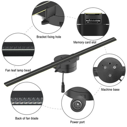 DARHYN Naked Eye 3D Holographic Fan Screen Stereo Display Suspended Projection Light Suspended Imaging Advertising Machine LED