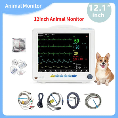 12 inch multiparameter Patient Monitor TFT 12" screen human/ animal veterinary 6 parameter optional for capnograph ETCO2 IBP