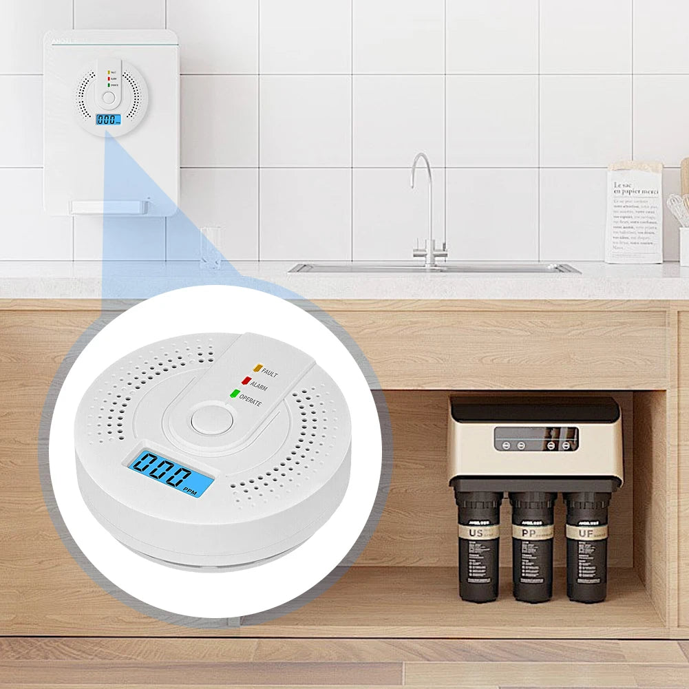 Smart Carbon Monoxide Detector Alarm Sound Warning LCD Digital Display Home Indoor Real-Time CO Monitor Poisoning CO Gas Monitor