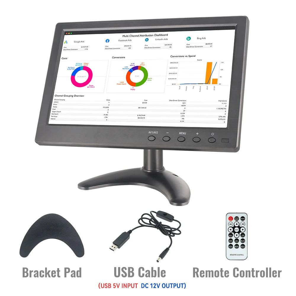 MJDOUD 10.1 inch Portable Monitor 1024 X 600 HD LCD Screen Display Computer LED Car Monitor Driving recorder Security Monitoring