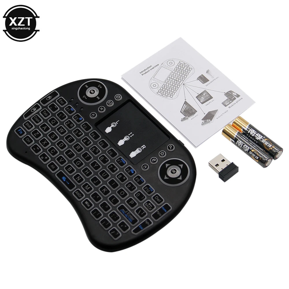 Backlit English Russian Arabic Spain Hebrew  2.4G Air Mouse Android TV Box PC i8 Mini Wireless Keyboard Remote Touchpad
