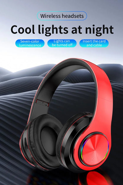Headsets Gamer Headphones Bluetooth Surround Sound Stereo Wireless Earphone USB With Microphone Colorful Light PC Laptop Headset
