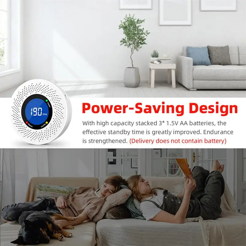 Security Protection Carbon Monoxide Detector CO Monitor Poisoning Alarm LCD Digital Display Home Indoor Real-Time Control