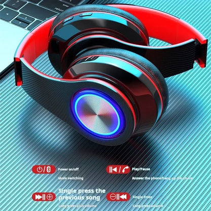 Head-Mounted Gaming Headphones Blutooth Surround Sound Stereo Wireless Earphone with Micro Phone Colourful PC Laptop Headset