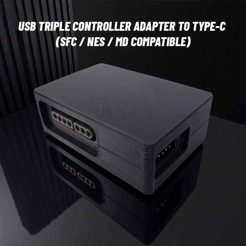 USB Triple SFC/NES/MD Controller To USB-C Interface Adapter 3D Printed Housing 7-Pin Controller Interface