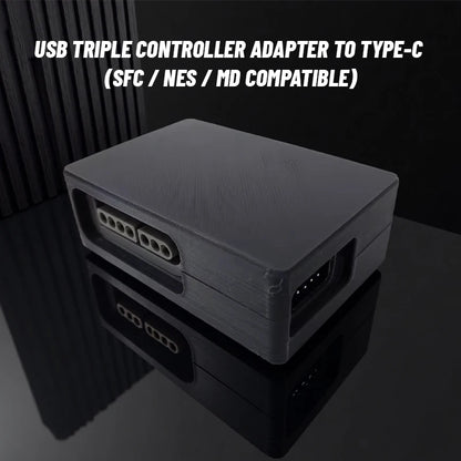 USB Triple SFC/NES/MD Controller To USB-C Interface Adapter 3D Printed Housing 7-Pin Controller Interface