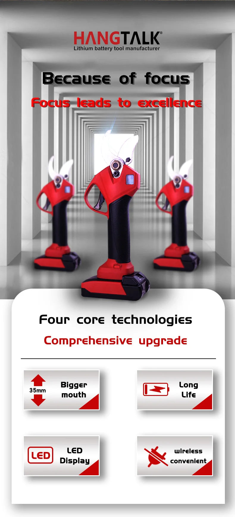 Electric Pruning Tools Cordless Shear Li-ion Battery Powered Safety Electric Pruner