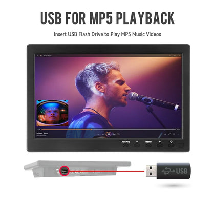 MJDOUD 10.1 inch Portable Monitor 1024 X 600 HD LCD Screen Display Computer LED Car Monitor Driving recorder Security Monitoring