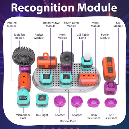 Kids DIY Science Experiment Electronic Building Blocks - Circuit Physics Toy, Exercise Children's Thinking Ability