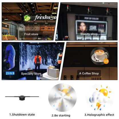Naked-eye 3D Hologram Projector 14cm Wifi Display Advertising Logo Light LED Sign Holographic Lamp Three-Dimensional Projectors