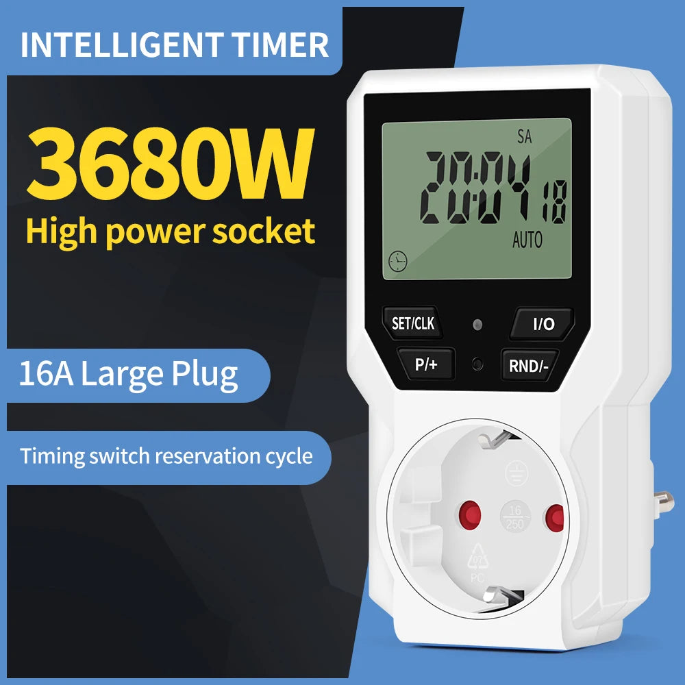 Electronic Timer Switch LCD Digital Time Control Energy Saving  Manager Programmable Socket EU Plug Automatic Surge Protector