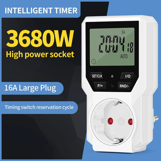 Electronic Timer Switch LCD Digital Time Control Energy Saving  Manager Programmable Socket EU Plug Automatic Surge Protector