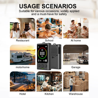 Carbon Monoxide Detector Portable CO Alarm with Digital Display Rechargeable Mini CO Monitor for Home Garage Kitchen Safety