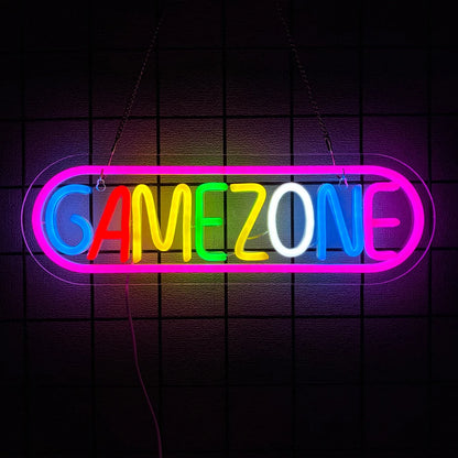 Gaming Neon Sign, Game On Neon Sign for Game Room Decor - LED Game Neon Sign for Teen Boy Room Decor, Gamer Wall Decor