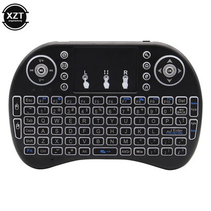 Backlit English Russian Arabic Spain Hebrew  2.4G Air Mouse Android TV Box PC i8 Mini Wireless Keyboard Remote Touchpad