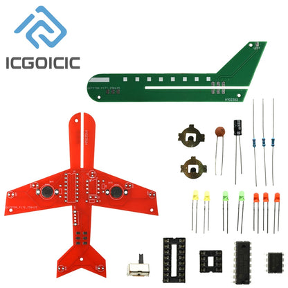 Electronic small aircraft flash circuit making kit LED flow lights DIY welding exercises experimental circuit board parts