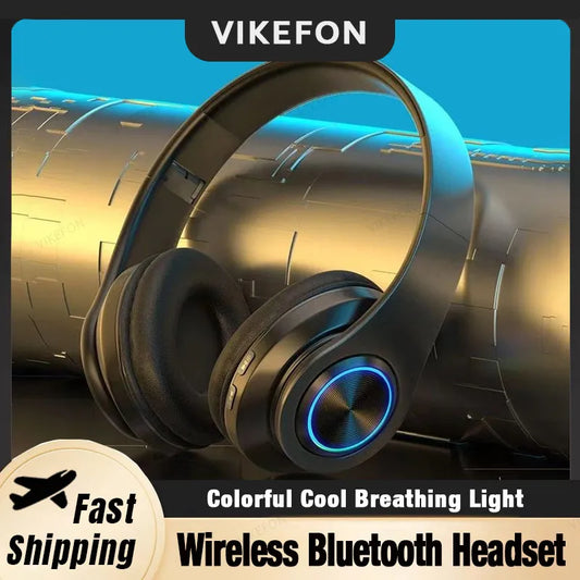 Head-Mounted Gaming Headphones Blutooth Surround Sound Stereo Wireless Earphone with Micro Phone Colourful PC Laptop Headset