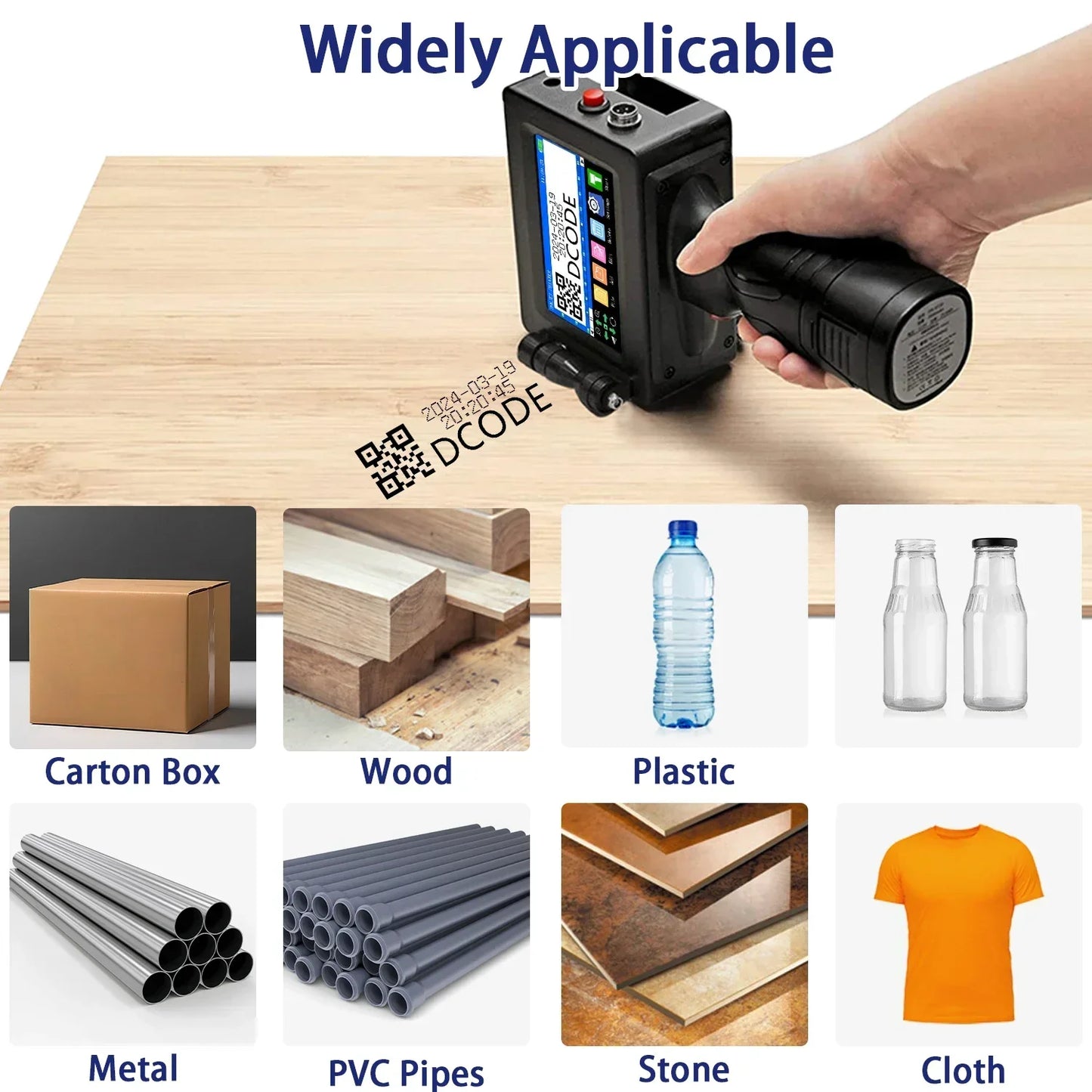 DCODE 1750PLUS 12.7/25.4mm Portable Handheld Inkjet Printer Text QR Barcode Label Printer Batch Number Logo Date Coding Machine