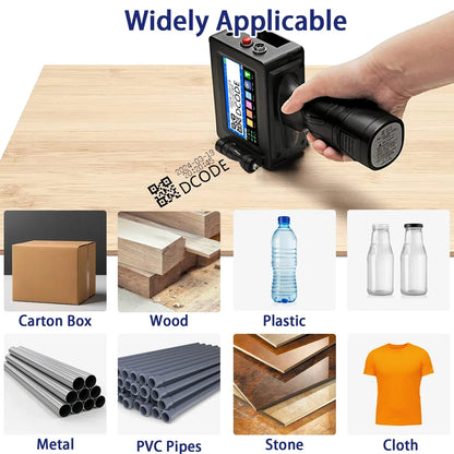 DCODE 1750PLUS 12.7/25.4mm Portable Handheld Inkjet Printer Text QR Barcode Label Printer Batch Number Logo Date Coding Machine
