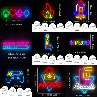 Gaming Neon Sign, Game On Neon Sign for Game Room Decor - LED Game Neon Sign for Teen Boy Room Decor, Gamer Wall Decor