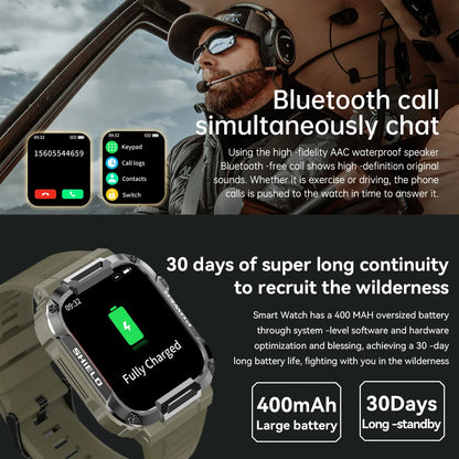 Men Smart Watch Military Healthy Monitor AI Voice Bluetooth Call Fitness Waterproof Sport Smartwatch for Xiaomi IOS Android 2025