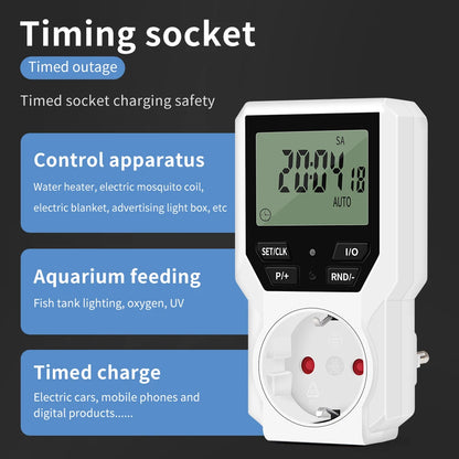 Electronic Timer Switch LCD Digital Time Control Energy Saving  Manager Programmable Socket EU Plug Automatic Surge Protector
