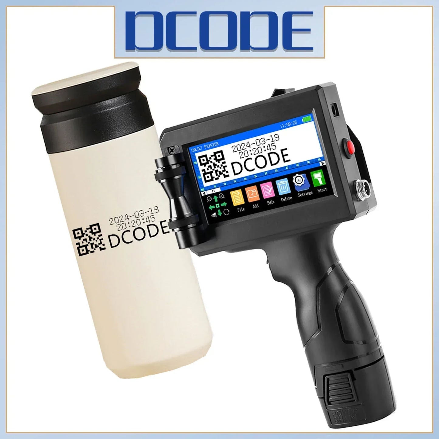 DCODE 1750PLUS 12.7/25.4mm Portable Handheld Inkjet Printer Text QR Barcode Label Printer Batch Number Logo Date Coding Machine