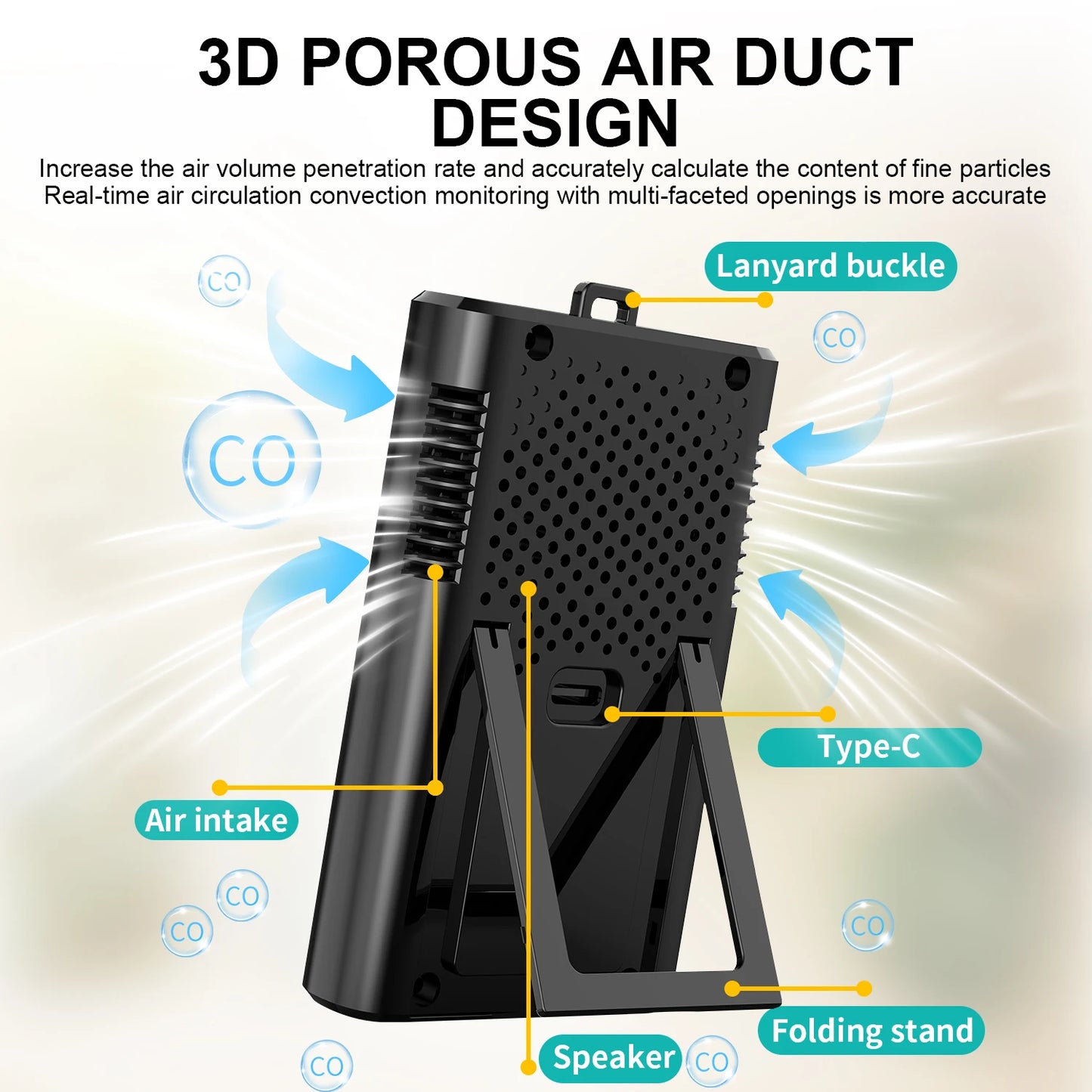 Carbon Monoxide Detector Portable CO Alarm with Digital Display Rechargeable Mini CO Monitor for Home Garage Kitchen Safety