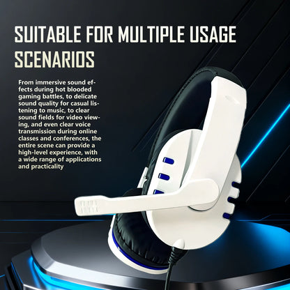 7260 Wired Headset with Mic，Ideal for Work Conferences、Study Documentation、Entertainment Gaming，Compatible with：PS4/PS5/Xbox One