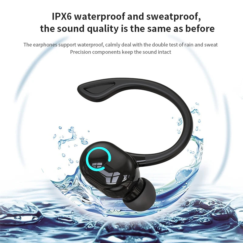 Wireless Bluetooth Earphones HIFI Bass With HD MIC Ear-Hook Earbuds Noise Cancelling Life Waterproof Game Sports Music Headsets