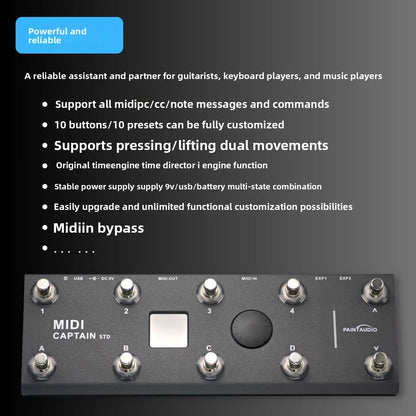 Midi captain std midi captain controller supports pc/cc/note full command time engine