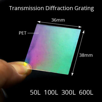 36x38mm Optical grate Trasmission Diffraction grating Teaching demonstration Spectrophotometer holographic imaging
